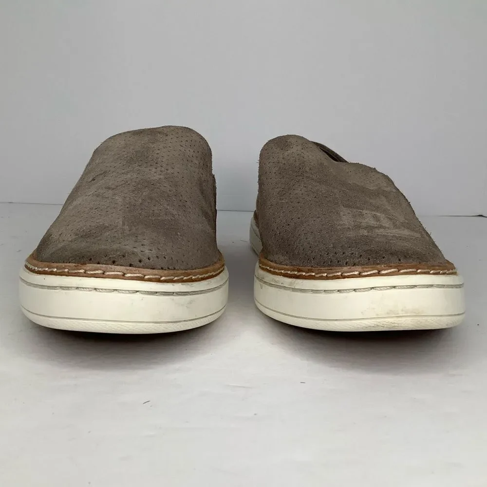 UGG Australia Gray Suede Leather Slip On Boat Sneakers Women Shoes Sz 8